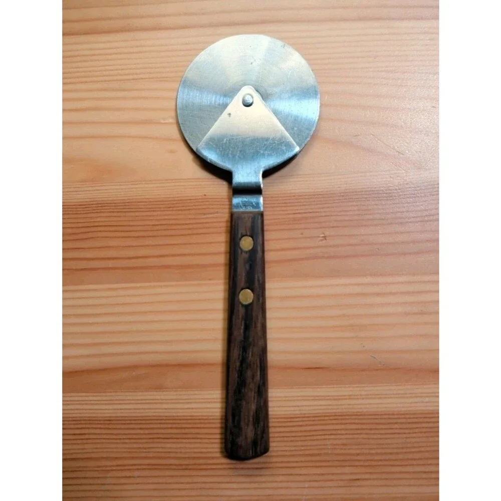 Vintage Hobart Pizza Dough Cutter Roller Japan Wooden Handle Stainless Steel